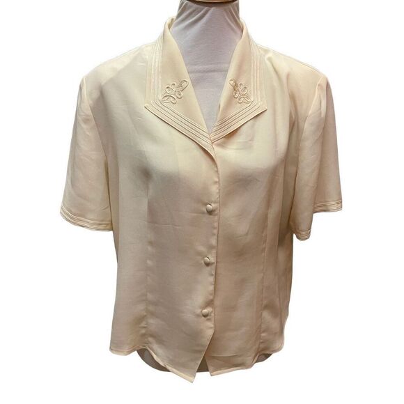Ship N’ Shore 1970’s NWOT Pale Yellow Button Down Embroidered Short Sleeve RARE - Picture 4 of 14